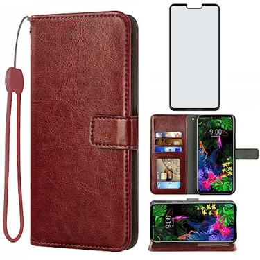Imagem de Asuwish Capa carteira compatível com LG G8 ThinQ com protetor de tela de vidro temperado e capa flip de couro, suporte de cartão, acessórios de suporte, capas de telefone para LGG8 Thin Q G 8 LG8