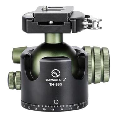 Imagem de Sunwayfoto TH-55G Cabeça esférica de alta força de bloqueio de perfil baixo de 55 mm com braçadeira de trava de alavanca compatível com Arca