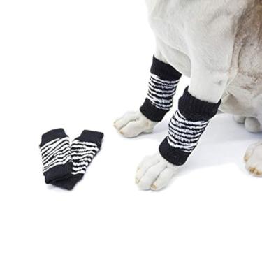 Imagem de Aquecedor de perna de cachorro tricotado com reforço de borracha protetor de cão, suporte de articulação, protetor de perna Hock Meias para cães Joelheiras para cães pequenos e médios gatos (G (3,5 a 5,8 kg), Zebra)