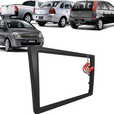 Imagem de Moldura Painel 2 Din Central Multimidia Dvd Mp5 Preta Corsa 02/12 Meri