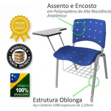 Imagem de Cadeira Universitária Plástica Cereja Anatômica Com Porta Livros Base 