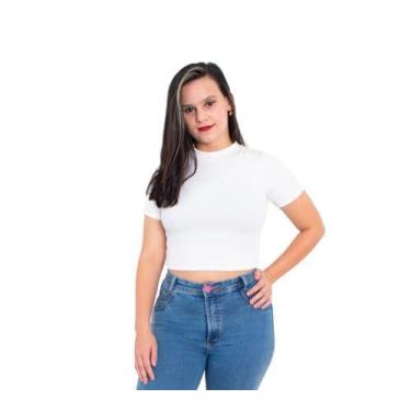 Imagem de Cropped Blusinha Gola Alta Manga Curta Canelado Premium - Kab Modas, O