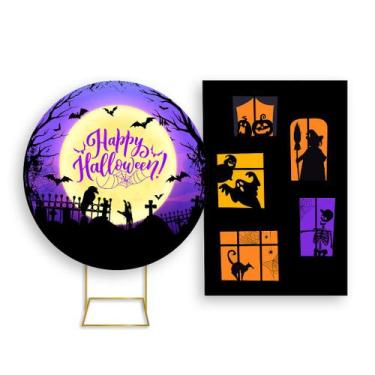 Imagem de Painel De Festa Redondo 1,50x1,50 + Painel Vertical 1,50x2,20 - Hallow