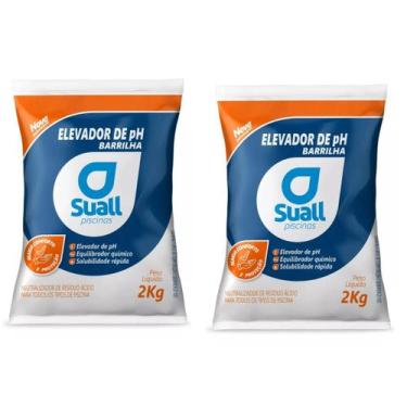 Imagem de Kit 2 Barrilha Elevador Ph Para Piscina 2kg Limpeza Piscina - Geral