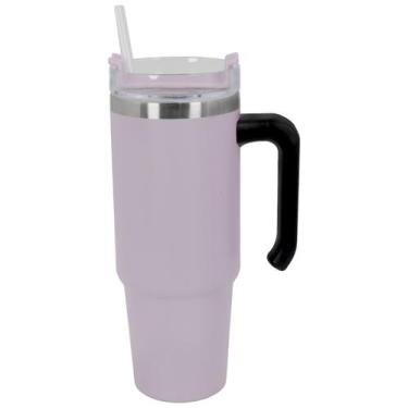 Imagem de Copo Térmico Caneca Alça 890ml Duplo Isolamento Inox Canudo - Amana St