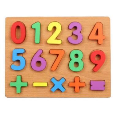 Imagem de Brinquedo Números Simbolos Educativo Didatico Cores Encaixe - Pais e f