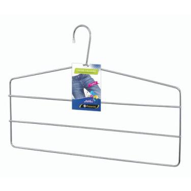 Imagem de Cabide para Calça Triplo Calceiro Cromado Organização Roupa Armario - 