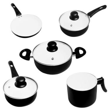 Imagem de Jogo De Panelas Cerâmica Antiaderente Roma 5 Peças PRETA - Haüskraft