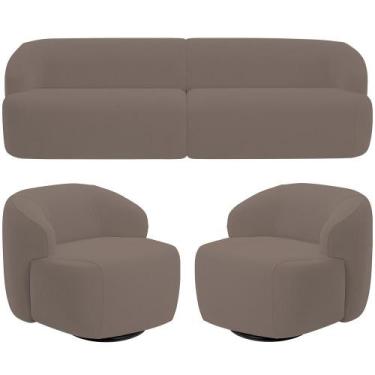 Imagem de Sofá 3 Lugares Curvo Orgânico com 02 Poltronas Para Sala Living 220cm 