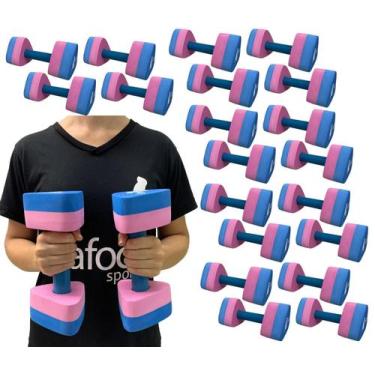 Imagem de 10 Pares de Halteres Hidroginástica EVA DF1091-R P 1 à 2kg Azul/Rosa D
