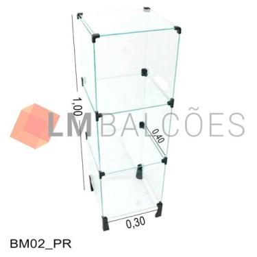 Imagem de Balcão de Vidro Temperado 4MM - 0,30 x 1,00 x 0,40m - LM Balcôes