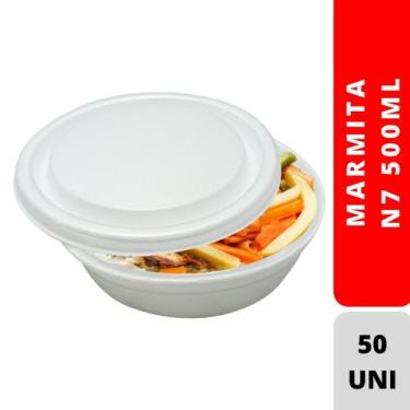 Imagem de Kit Ml Marmitex Isopor Spumapac N7 Com 50 Un - Cv Descartáveis