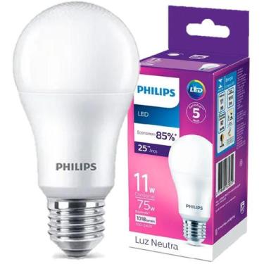 Imagem de Kit 10 Lampada Led Bulbo Philips 11w Branco Neutro 4000K E27