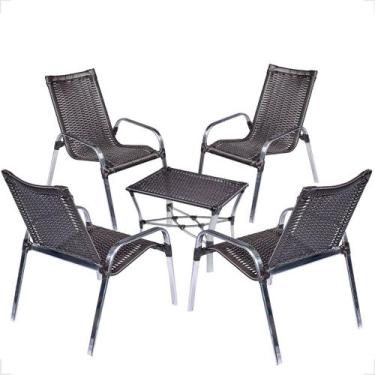 Imagem de Conjunto 4 Cadeiras e Mesa de Centro Alumínio Para Área Externa Fortal