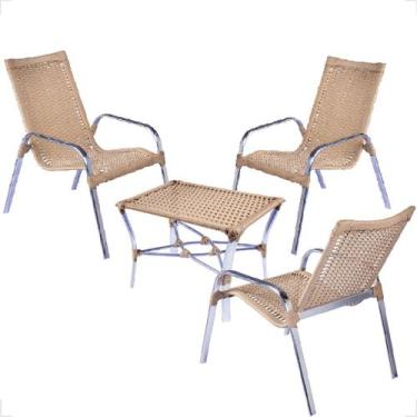 Imagem de Conjunto 3 Cadeiras e Mesa de Centro Alumínio Para Área Externa Fortal