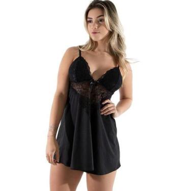 Imagem de Camisola Diluxo Clara Preta, Mulher, Preto, G