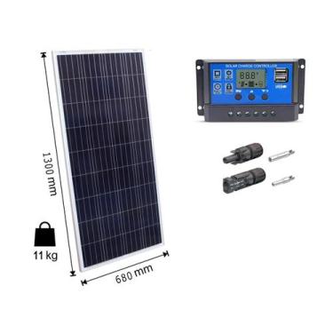 Imagem de Kit Painel Placa Energia Solar 155w Controlador 30a E Mc4 - Resun