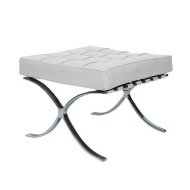 Imagem de Banqueta Barcelona Base Inox Couro Natural Legitimo - Decorato, Branco