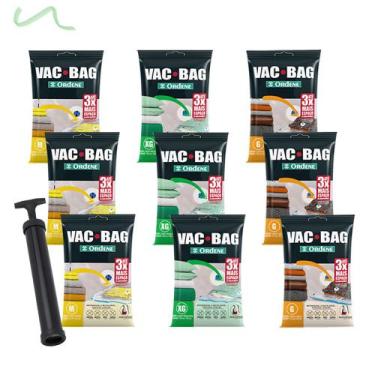Imagem de Kit Sacos À Vácuo 3 Médio+ 3 Grande+ 3 Extra Grande Vac Bag+ Bomba Ord