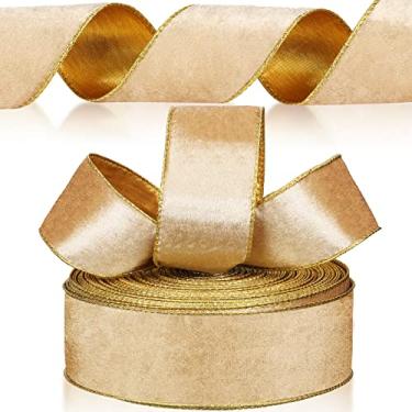 Imagem de Yungyan Fitas de veludo para o dia dos namorados, fita vintage para embrulhar laço, fita de feltro com fio para embrulhar presentes, decorações de árvore de Natal, guirlanda de artesanato ao ar livre