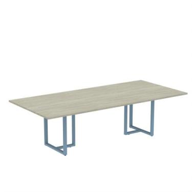 Imagem de Mesa de Reunião Retangular Tubular P25 Pandin 2,6 M Casablanca e Azul 