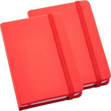Imagem de Kit 2x Caderneta de Anotações 9x14cm 80 Fls Sem Pauta Vermelho - TopGe