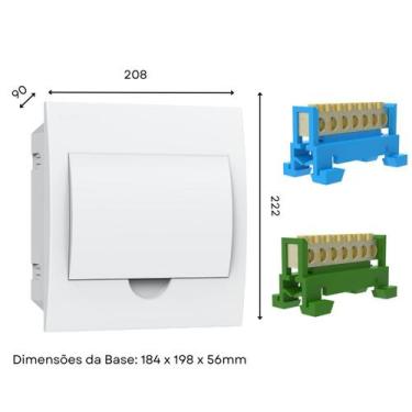 Imagem de Kit Caixa Quadro Embutir ou Sobrepor Para Disjuntor Din + Borneira Bar