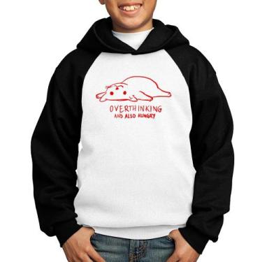 Imagem de Moletom Infantil Overthinking And Also Hungry - Foca na Moda, Branco, 