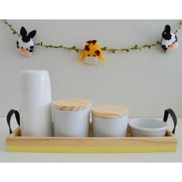 Imagem de Kit Higiene Porcelana Bebê Pinus Faixa Colorida C/alça Preta K158 - Ci