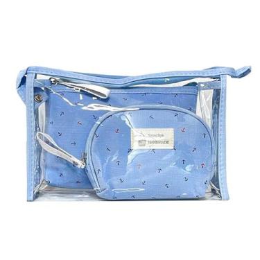Imagem de Kit Necessaire Make Cosméticos 3 Pçs XNG633 - Handmade, Azul