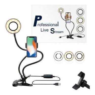 Imagem de Ring Light De Mesa Iluminador Led Com Suporte Celular Pronto - oem