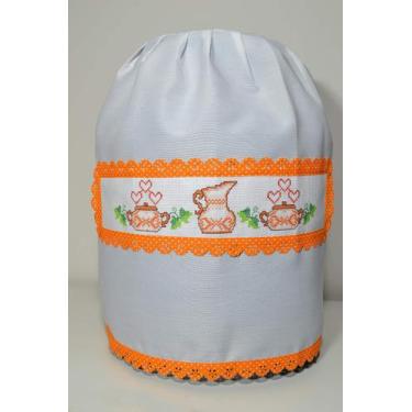 Imagem de Capa de Botijão Branca - Jarro Laranja - Arte & Tear