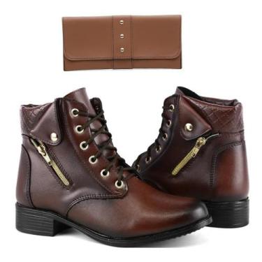 Imagem de Bota Coturno Feminina Cano Curto + Carteira Dia a Dia - Kreeper, 37, M