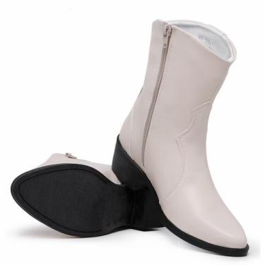 Imagem de Bota Feminina Texana Cano Curto Bota Country Off White - Novo Hábito, 