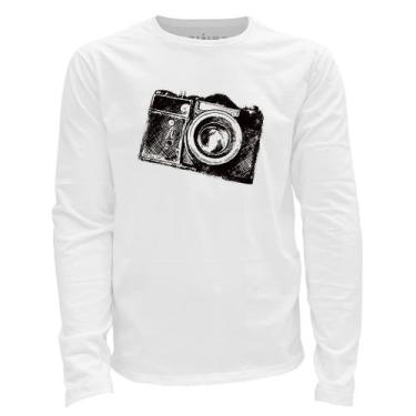 Imagem de Camiseta manga longa - Câmera Fotográfica - DASANTIGAS, Branco, Branco