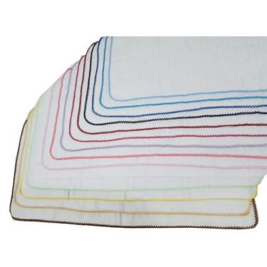 Imagem de 3 Fralda Quadriculada De Ombro 33x68cm Com Crochê - Dugu, Neutro 