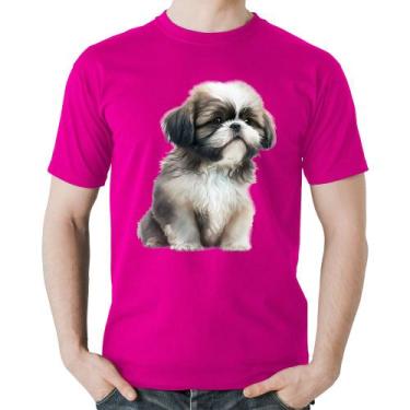 Imagem de Camiseta Algodão Cachorro Shih Tzu Filhote - Foca na Moda, Rosa, G
