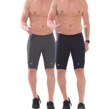 Imagem de Kit 2 Bermudas De Compressão Masculina Com Bolso Corrida Sem Costura A