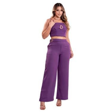 Imagem de Calça Pantalona + Cropped Conjunto Feminino Purple - Fortaleza Jeans, 