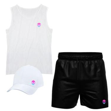 Imagem de Conjunto Camiseta Regata Algodão Short Tactel e Boné Masculino - Relax
