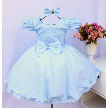 Imagem de Vestido infantil festa luxo várias cores e tiara, Azul bebê, 2