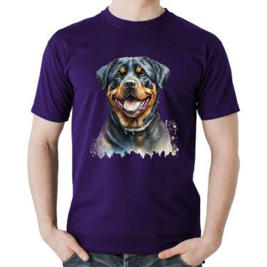Imagem de Camiseta Algodão Cachorro Rottweiler - Foca na Moda, Roxo, GG