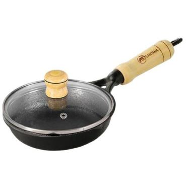 Imagem de Mini Frigideira De Ovo Egg Pan de Ferro Fundido Com Tampa de Vidro - F