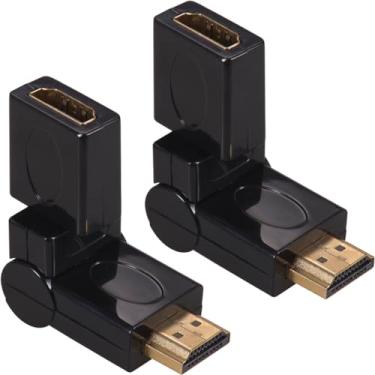 Imagem de Pacote com 2 adaptadores HDMI banhados a ouro, HDMI macho para fêmea, conector HDMI, extensor de cabo suporta rotação livre de 90 180 graus