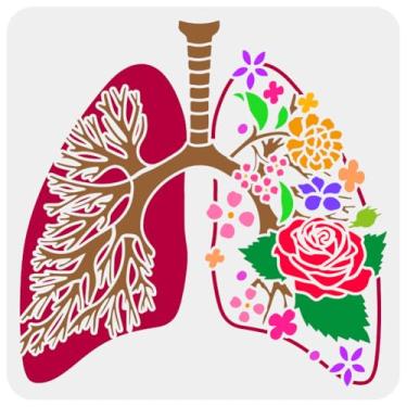 Imagem de FINGERINSPIRE Estêncil de pintura de pulmões de plantas, 30 x 30 cm, estêncil decorativo de pulmões florais, ramo, padrão de folhas de flor, design de pulmões, estêncil para pintura em móveis de