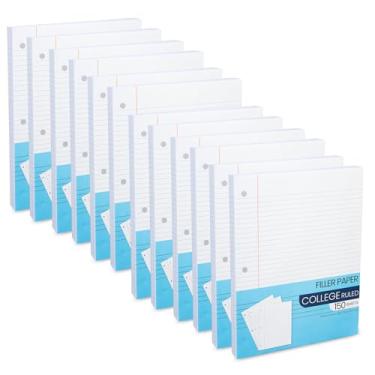 Imagem de Papel para caderno, pautado para faculdade, folhas soltas, pautado para faculdade, papel pautado a granel, papel de enchimento para 3 fichários - 26,7 cm x 20,3 cm, para estudantes, faculdade, escola