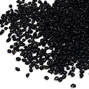 Imagem de XIZHI Pedras de vidro de 500 g, lindos seixos de vidro irregulares, decorados com pedras de cristal artificiais, para peixes, tartarugas, tanques, paisagens, fundo ou vasos de plantas (preto)