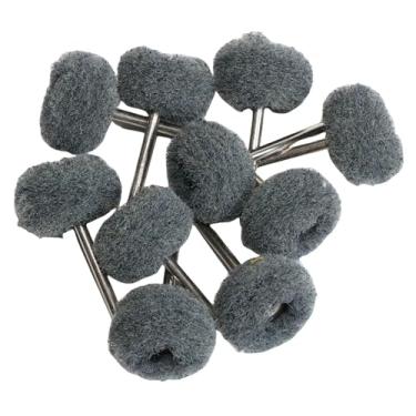 Imagem de polegada 10Pcs Escova rotativa Lixamento Polimento Polimento Moagem Roda Escova para Ferramentas rotativas 25mm Rodada Feltro de lã Acessórios, 10PC Cinza, com haste de 2,35mm