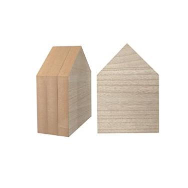 Imagem de Cregugua 4 Pacote 8 Polegada Casa De Madeira Forma Bloco Inacabado Recortes Fazenda Mesa Para Diy Artesanato Memorial Sinal, 1 Polegada Grosso Mdf