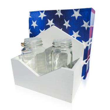 Imagem de Porta-guardanapos com um compartimento conveniente para sal e pimenta, vem com 2 garrafas de sal e pimenteiro, porta-guardanapos para mesa, porta-guardanapos para guardanapos de papel (branco,